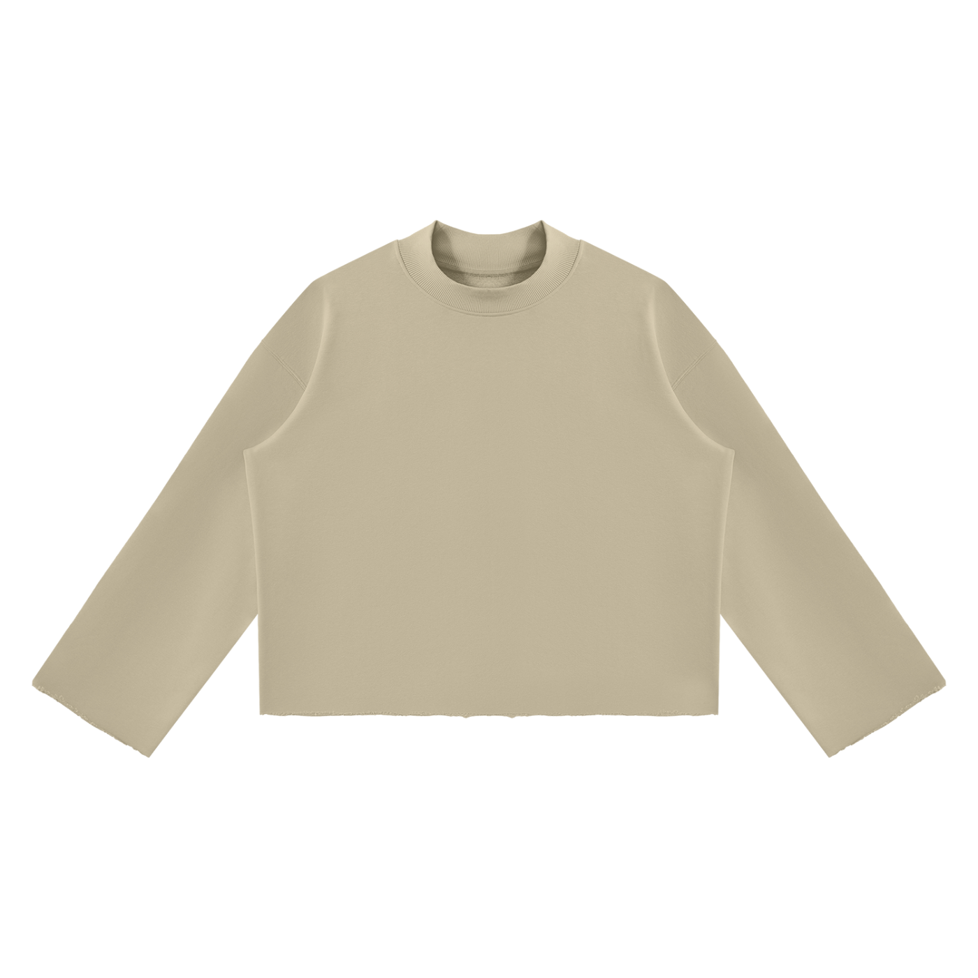Mock-Neck Raw-Edge Boxy Sweatshirt
