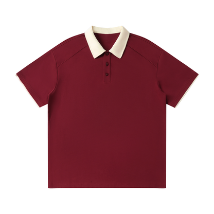 Contrast-Collar Raglan Polo