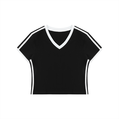 Retro V-Neck Crop Tee product photo – Aurex