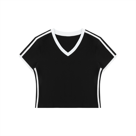 Retro V-Neck Crop Tee product photo – Aurex