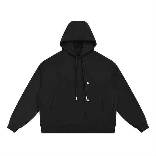 Boxy Button-Placket Hoodie product photo – Aurex
