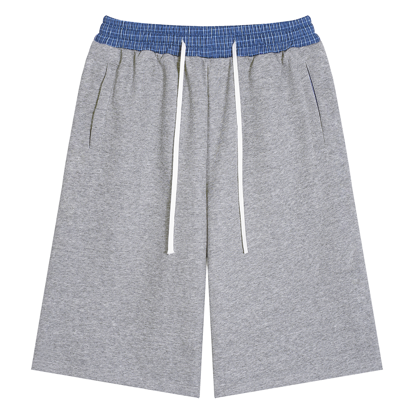 Plaid-Waistband Shorts