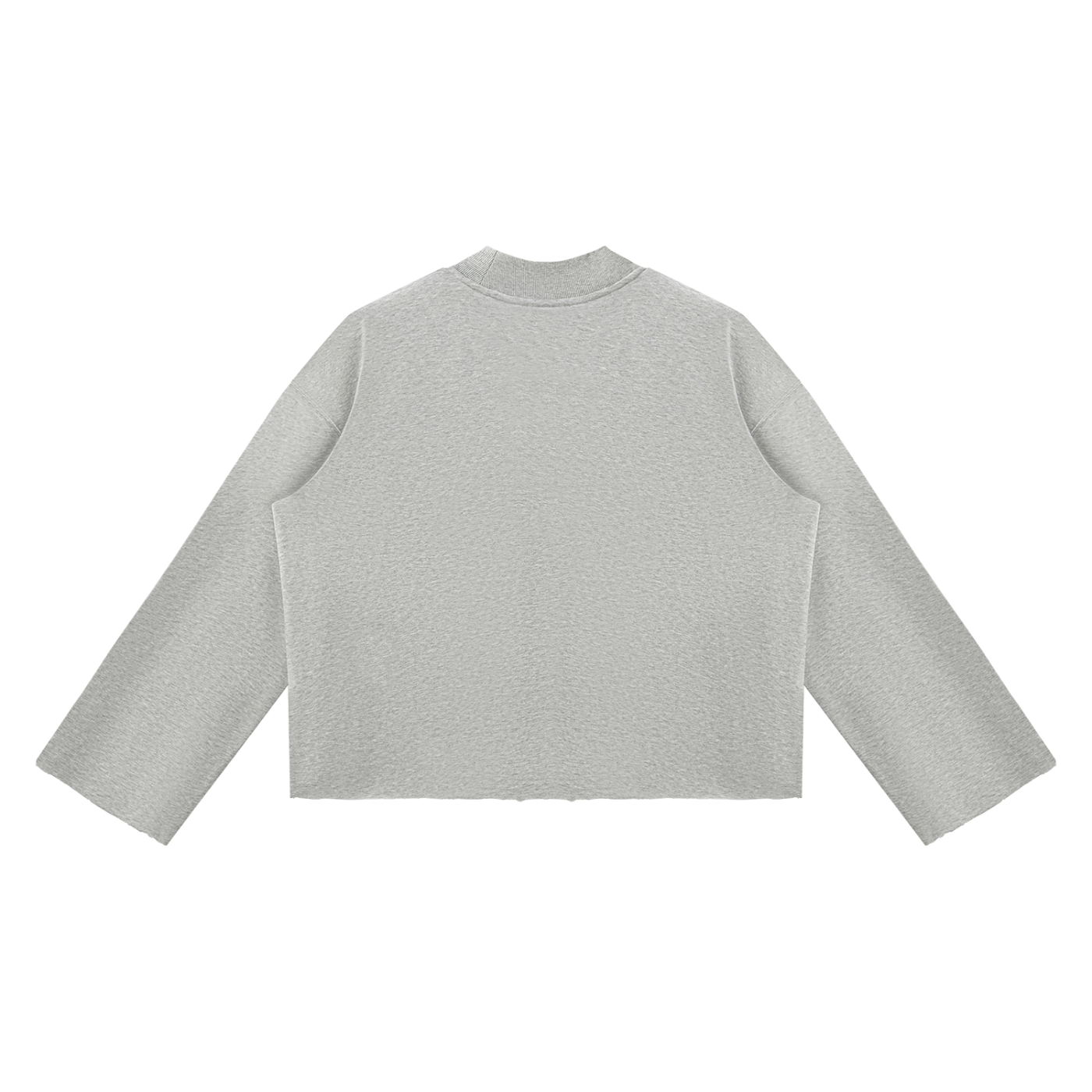 Mock-Neck Raw-Edge Boxy Sweatshirt