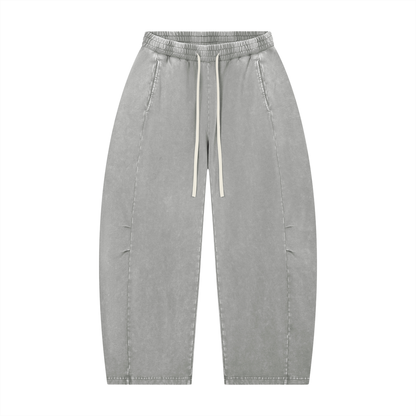 Mineral Wash Barrel-Leg Pants
