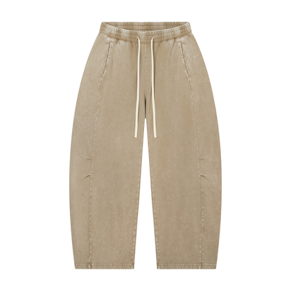 Mineral Wash Barrel-Leg Pants