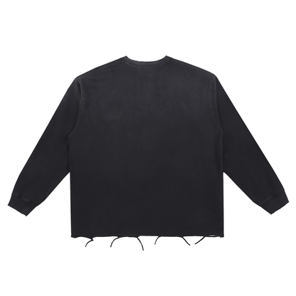 Snow Wash Raw-Edge Cotton Tee