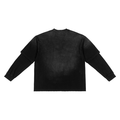 Hand-Frayed Faux Two-Piece Tee