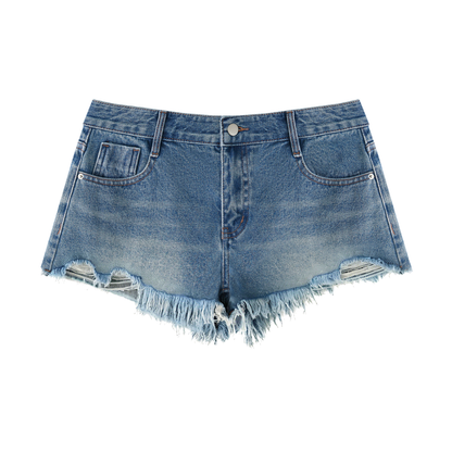 Vintage Wash Raw-Hem Denim Shorts product photo – Aurex