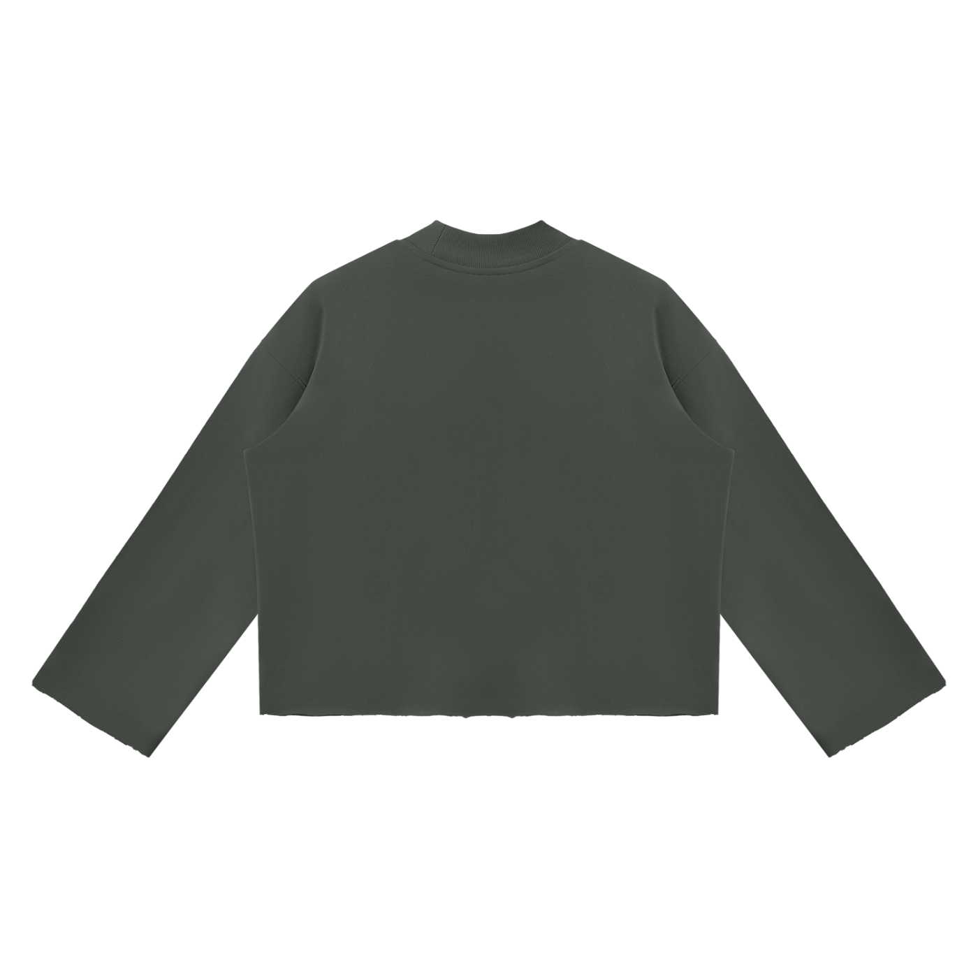 Mock-Neck Raw-Edge Boxy Sweatshirt