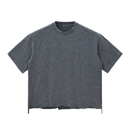 Snow Wash Raw-Hem Boxy Tee