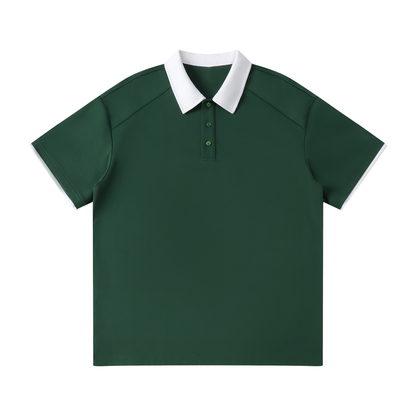 Contrast-Collar Raglan Polo