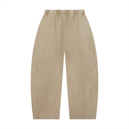Mineral Wash Barrel-Leg Pants