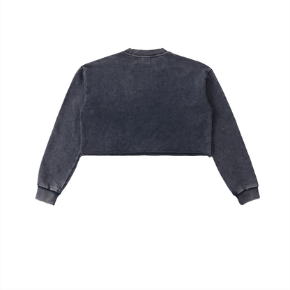Snow Wash Raw-Edge Crop Sweatshirt