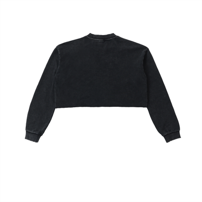 Snow Wash Raw-Edge Crop Sweatshirt