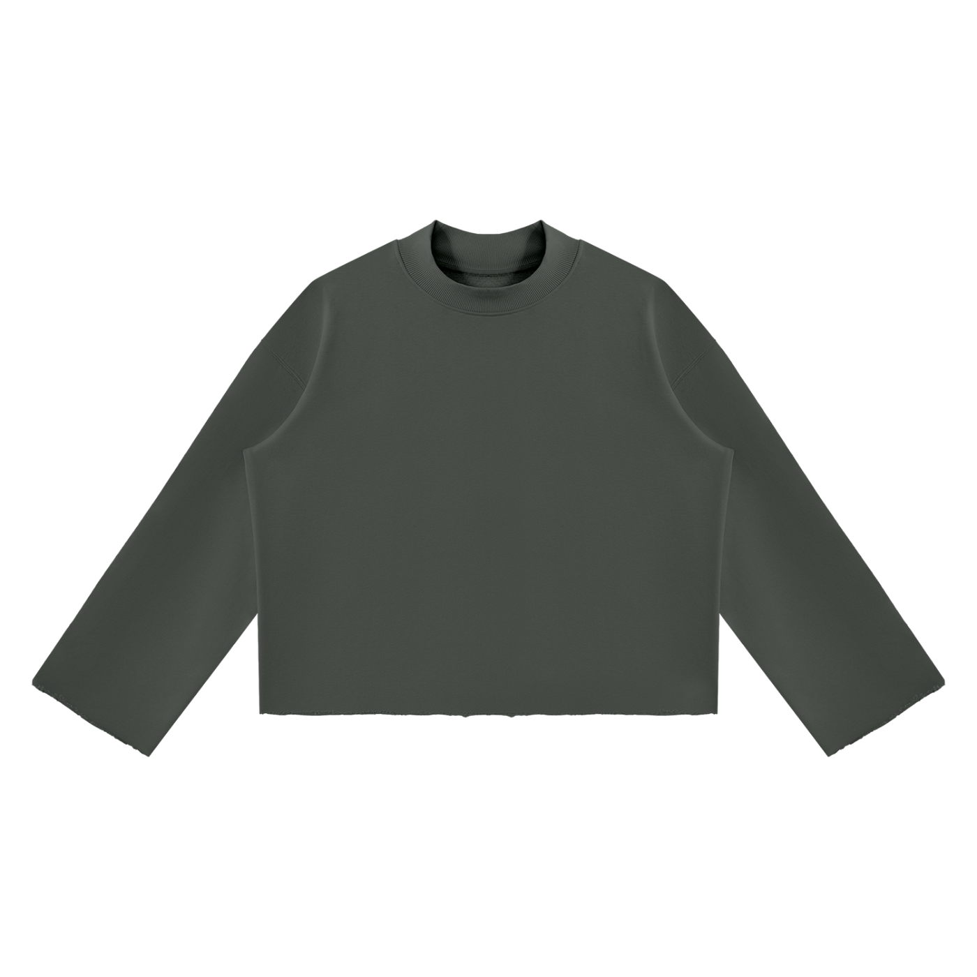 Mock-Neck Raw-Edge Boxy Sweatshirt product photo – Aurex