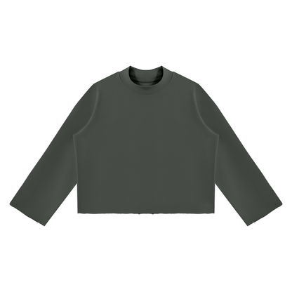 Mock-Neck Raw-Edge Boxy Sweatshirt product photo – Aurex