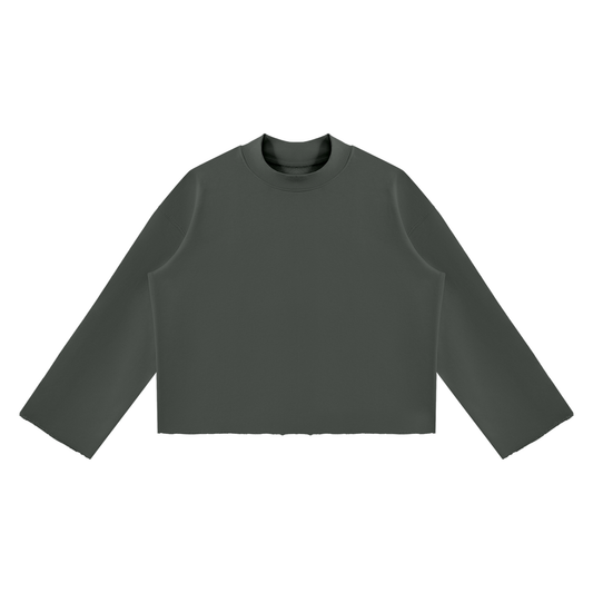 Mock-Neck Raw-Edge Boxy Sweatshirt product photo – Aurex
