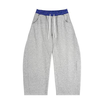 Plaid-Waistband Barrel Sweatpants