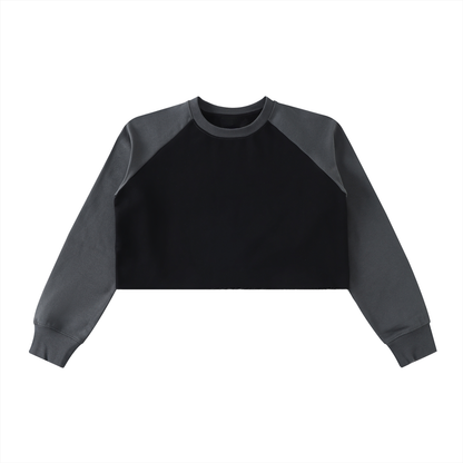 Color-Block Raglan Crop Sweatshirt