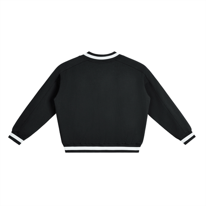 V-Neck Contrast-Collar Sweatshirt