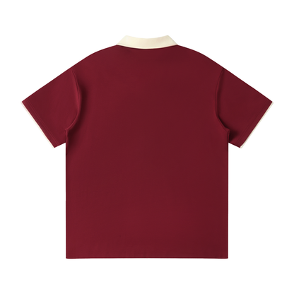 Contrast-Collar Raglan Polo