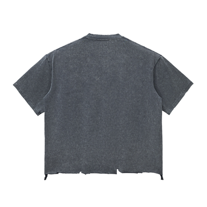 Snow Wash Raw-Hem Boxy Tee