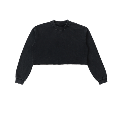 Snow Wash Raw-Edge Crop Sweatshirt