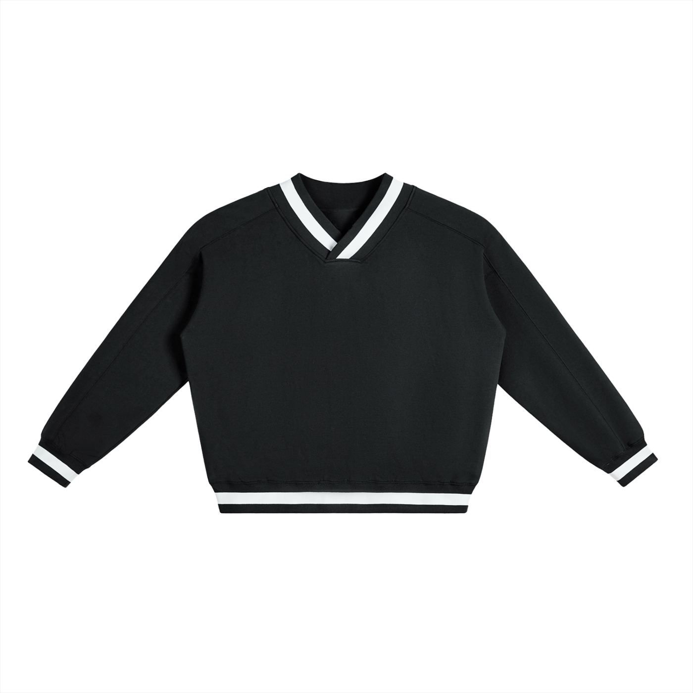 V-Neck Contrast-Collar Sweatshirt