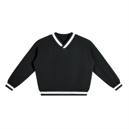 V-Neck Contrast-Collar Sweatshirt
