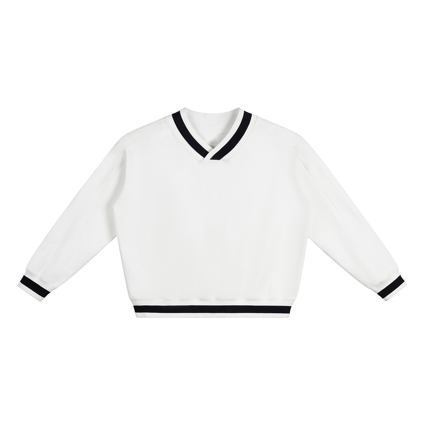 V-Neck Contrast-Collar Sweatshirt
