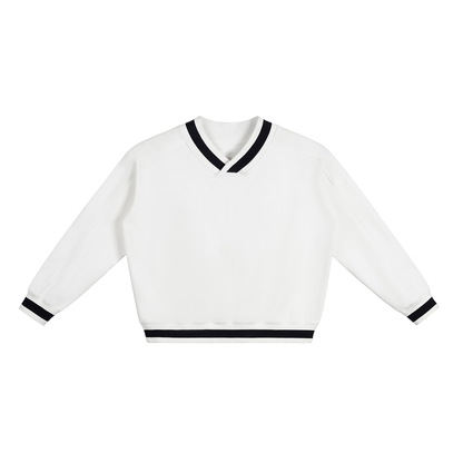 V-Neck Contrast-Collar Sweatshirt