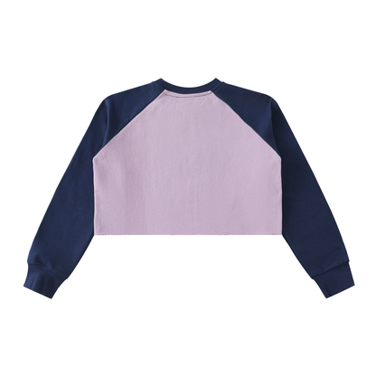 Color-Block Raglan Crop Sweatshirt