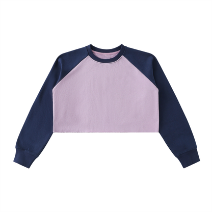 Color-Block Raglan Crop Sweatshirt