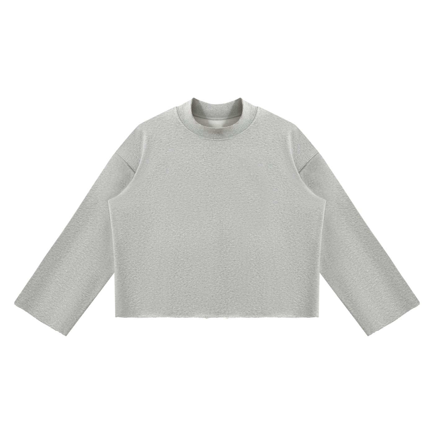 Mock-Neck Raw-Edge Boxy Sweatshirt