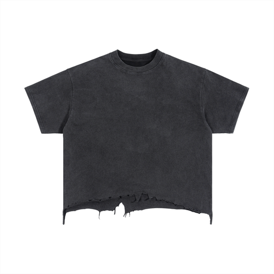 Vintage Wash Distressed Boxy Tee product photo – Aurex