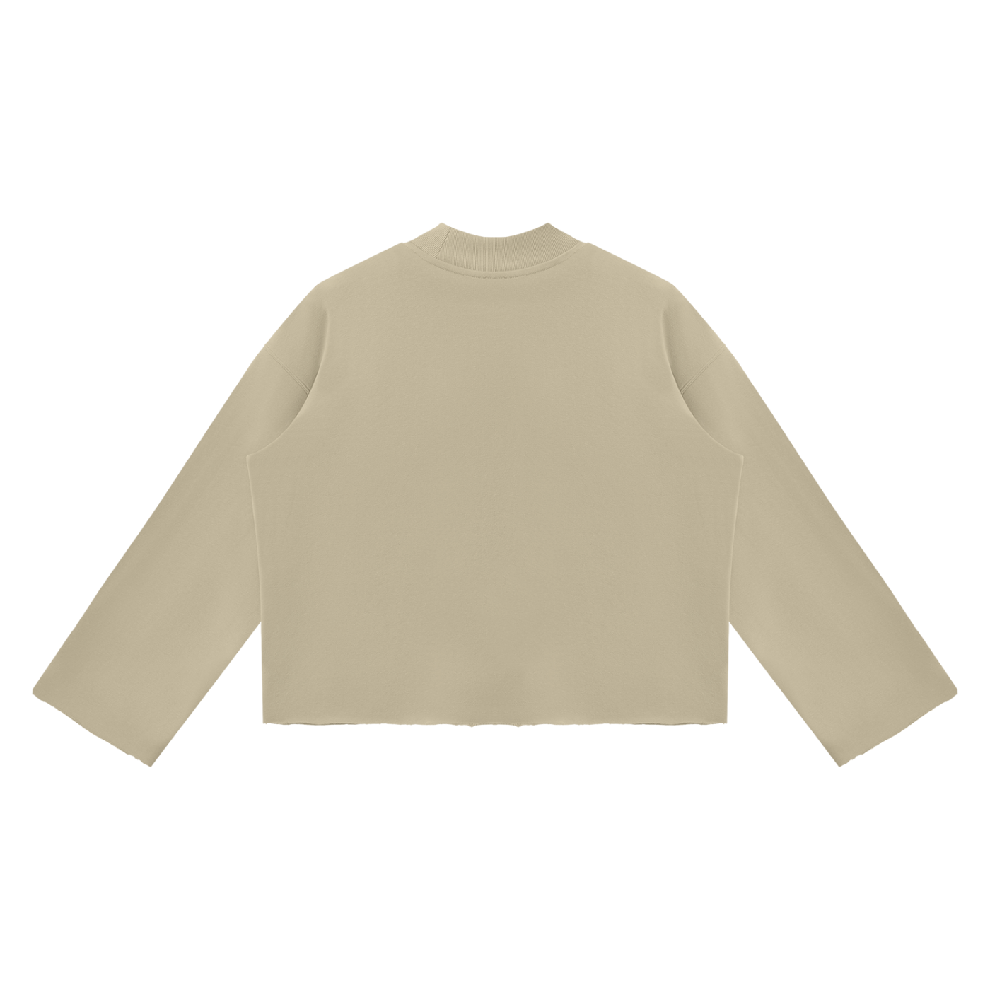 Mock-Neck Raw-Edge Boxy Sweatshirt