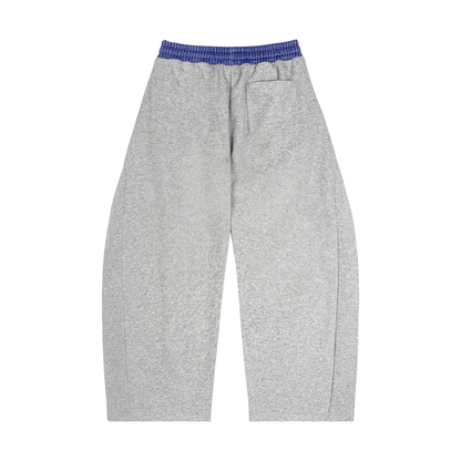 Plaid-Waistband Barrel Sweatpants