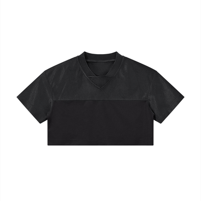Cropped Paneled V-Neck Top product photo – Aurex
