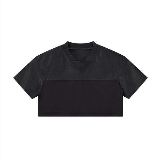 Cropped Paneled V-Neck Top product photo – Aurex