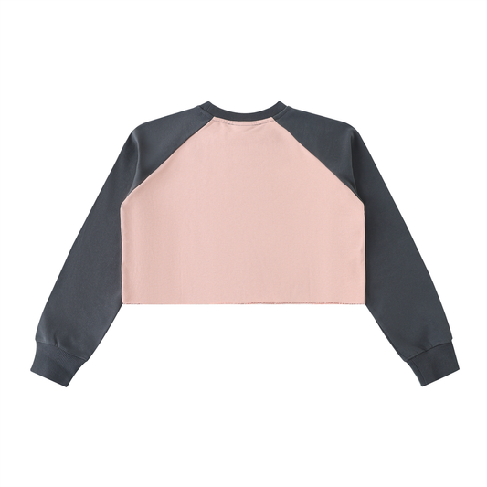 Color-Block Raglan Crop Sweatshirt
