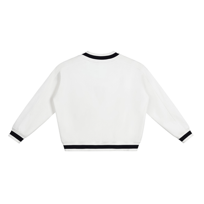 V-Neck Contrast-Collar Sweatshirt
