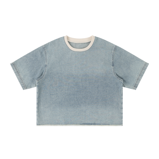 Vintage Wash Boxy Denim Tee product photo – Aurex