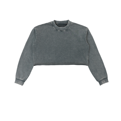 Snow Wash Raw-Edge Crop Sweatshirt product photo – Aurex