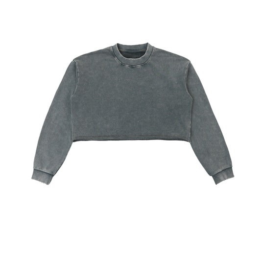 Snow Wash Raw-Edge Crop Sweatshirt product photo – Aurex