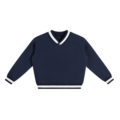 V-Neck Contrast-Collar Sweatshirt product photo – Aurex